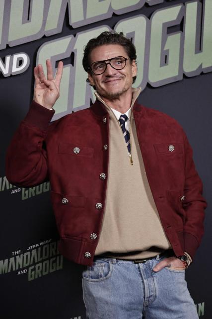 Chilean-US actor Pedro Pascal poses on arrival at the premiere of the movie "The Mandalorian and Grogu" at the Grand Rex cinema theatre in Paris on May 5, 2026. (Photo by STEPHANE DE SAKUTIN / AFP)