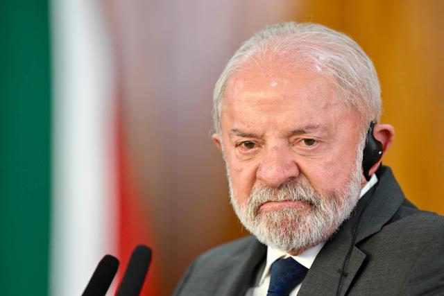 (FILES) Brazil's President Luiz Inacio Lula da Silva gestures during a press statement after meeting South African President Cyril Ramaphosa at the Planalto Palace in Brasilia, on March 9, 2026. Brazilian President Luiz Inacio Lula da Silva demanded on May 5, 2026 that the two pro-Palestinian activists from the Gaza flotilla detained by Israel ‘be released immediately’, in a message posted on X. (Photo by Evaristo Sa / AFP)
