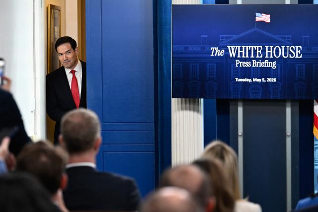 US Secretary of State Marco Rubio arrives for a press briefing in the Brady Briefing Room of the White House in Washington, DC, on May 5, 2026. (Photo by Kent NISHIMURA / AFP)