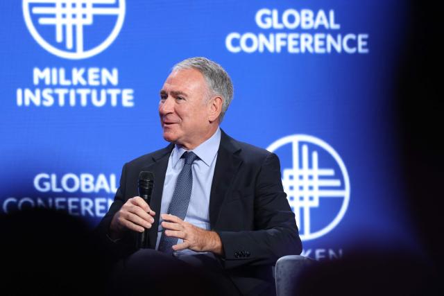 Ken Griffin, founder and CEO of multinational hedge fund Citadel, speaks during the 29th annual Milken Institute Global Conference at the Beverly Hilton in Beverly Hills, California on May 5, 2026. (Photo by Patrick T. Fallon / AFP)