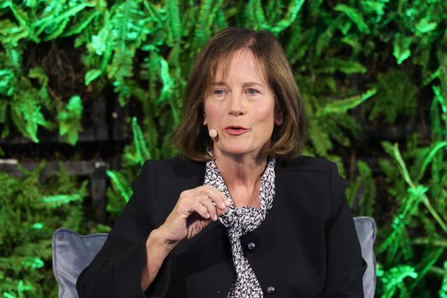 Carhartt, Inc., President and CEO Linda Hubbard speaks during the 29th annual Milken Institute Global Conference at the Beverly Hilton in Beverly Hills, California on May 5, 2026. (Photo by Patrick T. Fallon / AFP)