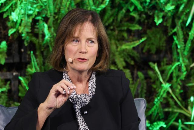 Carhartt, Inc., President and CEO Linda Hubbard speaks during the 29th annual Milken Institute Global Conference at the Beverly Hilton in Beverly Hills, California on May 5, 2026. (Photo by Patrick T. Fallon / AFP)