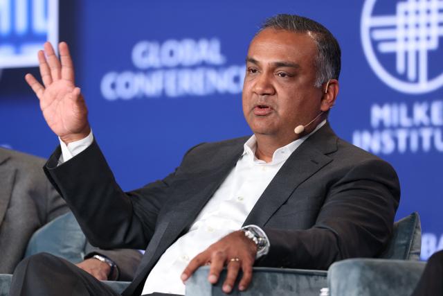 YouTube CEO Neal Mohan speaks during the 29th annual Milken Institute Global Conference at the Beverly Hilton in Beverly Hills, California on May 5, 2026. (Photo by Patrick T. Fallon / AFP)