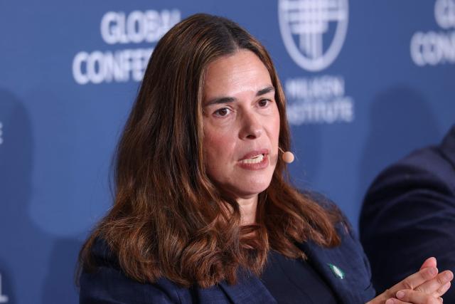 Dartmouth College President Sian Beilock speaks during the 29th annual Milken Institute Global Conference at the Beverly Hilton in Beverly Hills, California on May 5, 2026. (Photo by Patrick T. Fallon / AFP)