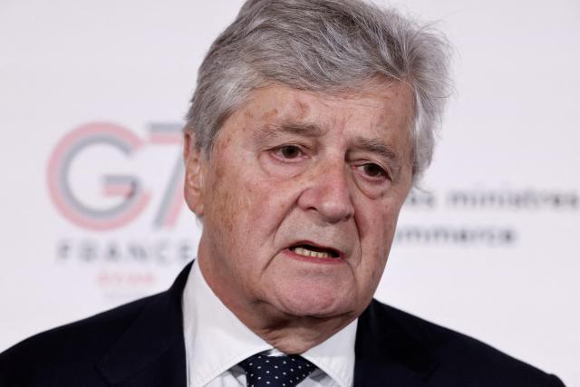 France’s Trade Minister Nicolas Forissier speaks to the press as he arrives to attend a meeting of the G7 countries in preparation for the summit of heads of State and government to be held in June in Evian, in Paris on May 6, 2026. (Photo by Benoit Tessier / POOL / AFP)