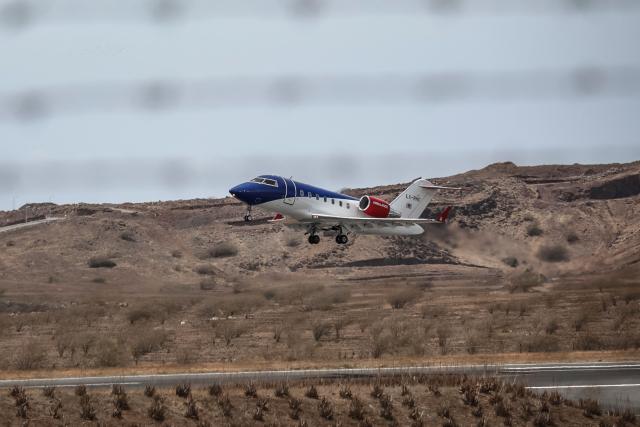 The plane carrying three people believed infected with hantavirus passengers from the cruise ship MV Hondius, takes off from the Nelson Mandela International airport of Praia, the capital of Cape Verde, on May 6, 2026. An air ambulance sent to retrieve three people believed infected with hantavirus on a cruise ship off Cape Verde left the archipelago nation's airport on May 6, 2026.
The three were evacuated from the boat earlier, according to WHO chief Tedros Adhanom Ghebreyesus, who said they are being taken to the Netherlands. (Photo by AFP)