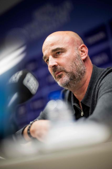 Anderlecht's newly appointed sports director Frenchman Antoine Sibierski speaks during a press conference of the Belgian football team RSC Anderlecht in Brussels on May 6, 2026. (Photo by JASPER JACOBS / Belga / AFP) / Belgium OUT