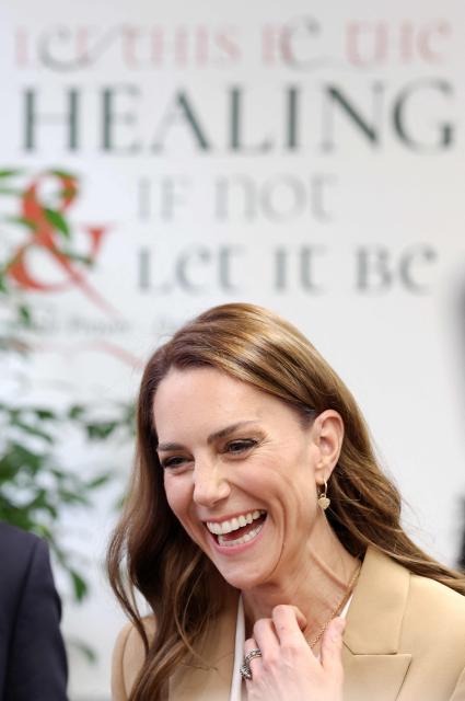 Britain's Catherine, Princess of Wales reacts during a visit to the University of East London in Stratford, east London, on May 6, 2026, where she was set to meet with families, researchers and students, alongside leaders in further and higher education from across the UK, to launch 'Foundations for Life: A Guide to Social and Emotional Development', as part of the Royal Foundation Centre for Early Childhood. (Photo by Chris Jackson / POOL / AFP)
