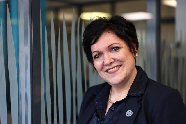 President of the French Ice Sports Federation (FFSG - Fédération  Française des Sports de Glace) Gwenaëlle Noury poses during a photo session in Paris on May 6, 2026. (Photo by Anne-Christine POUJOULAT / AFP)