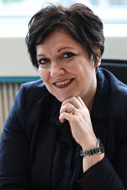 President of the French Ice Sports Federation (FFSG - Fédération  Française des Sports de Glace) Gwenaëlle Noury poses during a photo session in Paris on May 6, 2026. (Photo by Anne-Christine POUJOULAT / AFP)