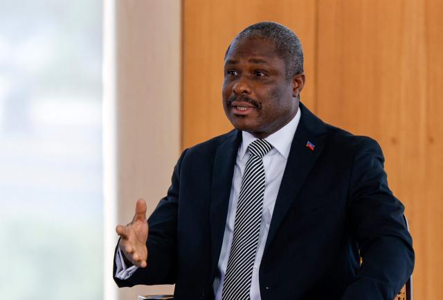 The Ambassador of Haiti to Brazil, Jean-Victor Harvel Jean-Baptiste, speaks during a ceremony for the presentation of credentials by new foreign ambassadors to Brazil, at the Planalto Palace, in Brasilia, on May 6, 2026. (Photo by Sergio Lima / AFP)