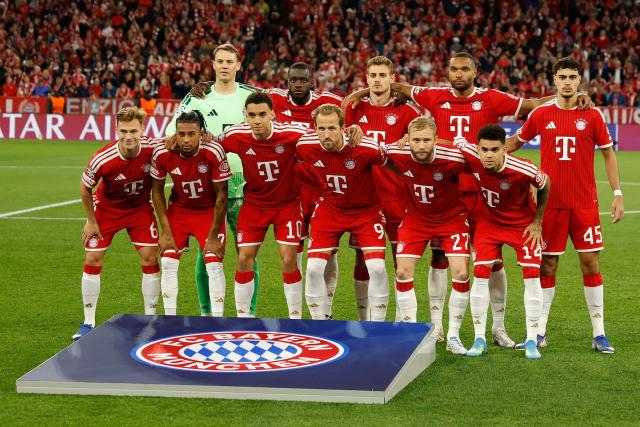 Bayern Munich's players pose for the team photo prior to the UEFA Champions League second-leg, semi-final football match between FC Bayern Munich and Paris Saint-Germain (PSG) in Munich, southern Germany on May 6, 2026. (Photo by Odd ANDERSEN / AFP)