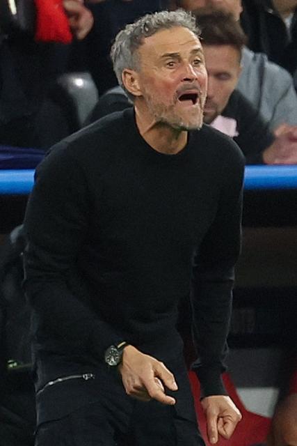 Paris Saint-Germain's Spanish head coach Luis Enrique reacts from the sidelines during the UEFA Champions League second-leg, semi-final football match between FC Bayern Munich and Paris Saint-Germain (PSG) in Munich, southern Germany on May 6, 2026. (Photo by Odd ANDERSEN / AFP)