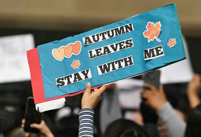 A fan of South Korean K-pop band BTS waits outside the National Palace where band members are expected to appear on the balcony at Zocalo square in Mexico City on May 6, 2026. BTS will hold three sold-out shows at Estadio GNP Seguros in Mexico city on May 7, 9, and 10. (Photo by YURI CORTEZ / AFP)