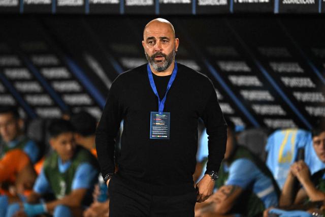 Montevideo City Torque's head coach Marcelo Mendez Russo gestures during the Copa Sudamericana group stage football match between Uruguay's  Montevideo City Torque and Chile's Palestino at the Centenario stadium in Montevideo on May 6, 2026. (Photo by Eitan ABRAMOVICH / AFP)