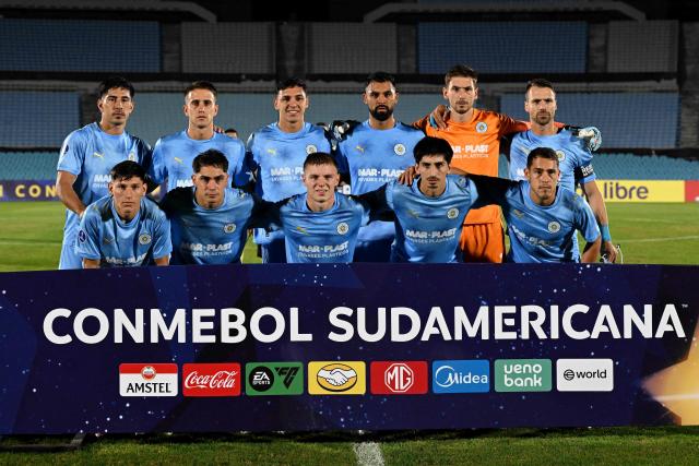 Montevideo City Torque's players pose for a photo ahead of the Copa Sudamericana group stage football match between Uruguay's  Montevideo City Torque and Chile's Palestino at the Centenario stadium in Montevideo on May 6, 2026. (Photo by Eitan ABRAMOVICH / AFP)