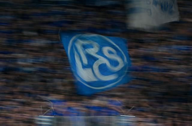 Strasbourg's supporters wave their club's flag during the UEFA Conference League semi-final second leg football match between RC Strasbourg Alsace and Rayo Vallecano de Madrid at Stade de la Meinau in Strasbourg, eastern France on May 7, 2026. (Photo by SEBASTIEN BOZON / AFP)