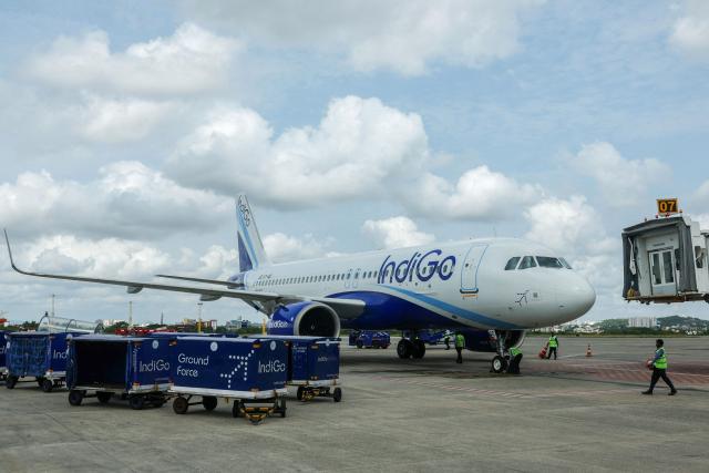 An IndiGo Airlines aircraft prepares to take off at Biju Patnaik International Airport in Bhubaneswar on May 8, 2026. (Photo by Niharika KULKARNI / AFP)