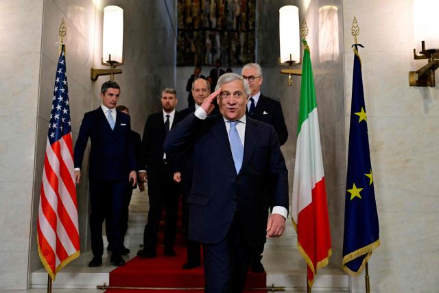 Italy's Deputy Prime Minister and Foreign Minister, Antonio Tajani arrives at the Palazzo della Farnesina, Italy's Foreign Ministry prior a meeting with U.S. Secretary of State Marco Rubio in Rome on May 8, 2026. (Photo by Stefano RELLANDINI / POOL / AFP)