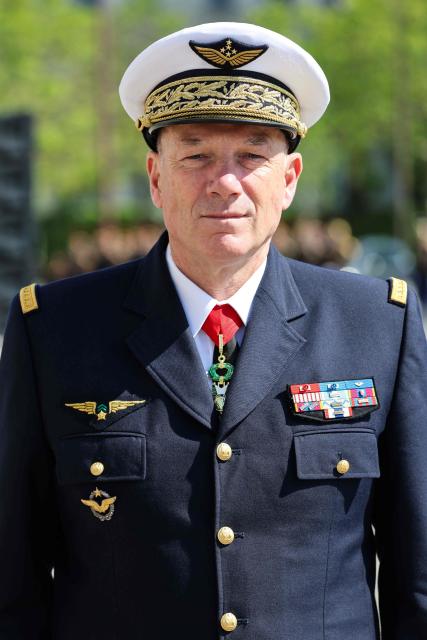 Chief of Staff of the French Air and Space Force Jerome  Bellanger attends a ceremony marking the 81st anniversary of Victory in Europe Day, which commemorates the end of the Second World War in Europe, at the Arc de Triomphe, in Paris on May 8, 2026. (Photo by Ludovic MARIN / POOL / AFP)