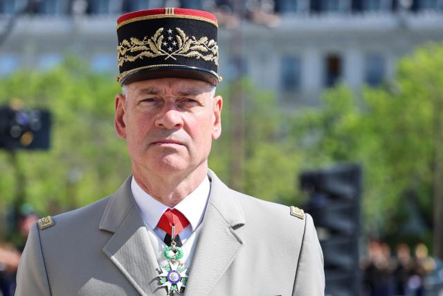 Chief of the French Army General Pierre Schill attends a ceremony marking the 81st anniversary of Victory in Europe Day, which commemorates the end of the Second World War in Europe, at the Arc de Triomphe, in Paris on May 8, 2026. (Photo by Ludovic MARIN / POOL / AFP)