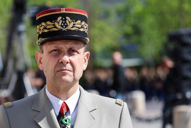 French Chief of Military staff Vincent Giraud attends a ceremony marking the 81st anniversary of Victory in Europe Day, which commemorates the end of the Second World War in Europe, at the Arc de Triomphe, in Paris on May 8, 2026. (Photo by Ludovic MARIN / POOL / AFP)