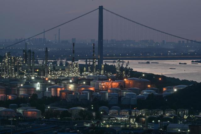 A general view of the crude oil refinery Sinopec Jinling Petrochemical Plant in Nanjing, in China's eastern Jiangsu province on May 8, 2026. (Photo by HECTOR RETAMAL / AFP)
