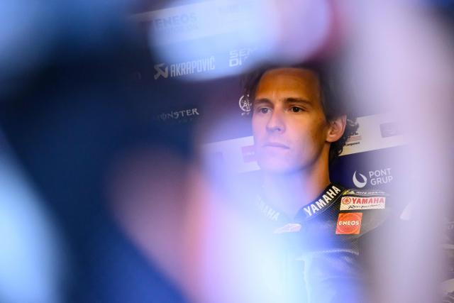 Monster Energy Yamaha MotoGP's French rider Fabio Quartararo looks on as he sits in the pits prior to the start of the first free practice session ahead of the French Moto GP Grand Prix of France at Le Mans, northwestern France, on May 8, 2026. (Photo by Loic VENANCE / AFP)