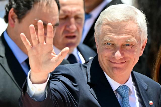 Chile's President Jose Antonio Kast as he arrives for the inauguration ceremony of Costa Rica's president-elect Laura Fernandez at the National Stadium in San Jose on May 8, 2026. (Photo by MARTIN BERNETTI / AFP)