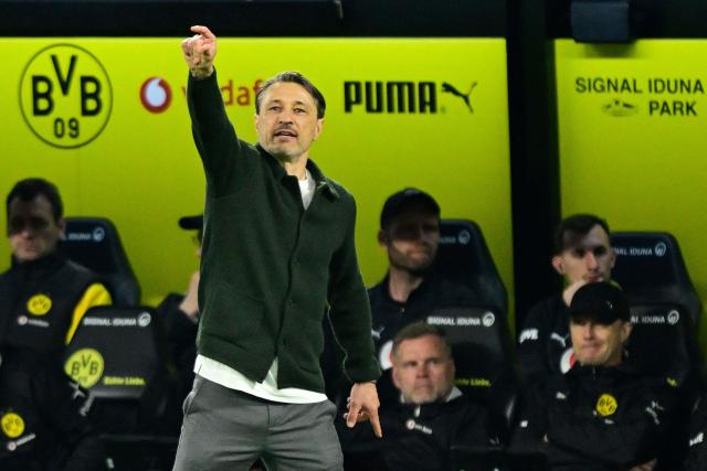 Dortmund's Croatian head coach Niko Kovac reacts from the sidelines during the German first division Bundesliga football match between BVB Borussia Dortmund and Eintracht Frankfurt in Dortmund, western Germany on May 8, 2026. (Photo by INA FASSBENDER / AFP) / DFL REGULATIONS PROHIBIT ANY USE OF PHOTOGRAPHS AS IMAGE SEQUENCES AND/OR QUASI-VIDEO