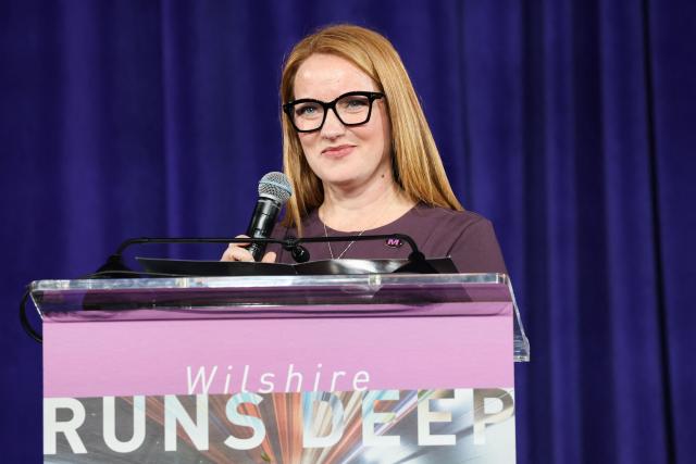 Los Angeles County Supervisor Lindsey Horvath speaks during the opening of the Metro D Line subway extension at the Petersen Automotive Museum in Los Angeles on May 8, 2026. The transit extension adds three new stations along Wilshire Boulevard to Beverly Hills ahead of the 2026 FIFA World Cup with two more extensions of the rail line planned to be completed before the 2028 Summer Olympics. (Photo by Patrick T. Fallon / AFP)