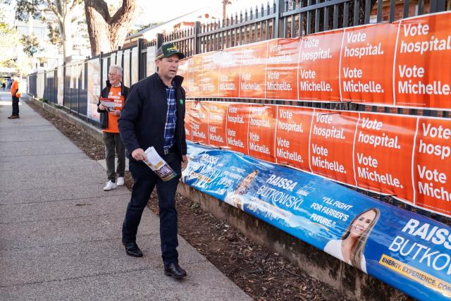 Matt Canavan, leader of the National Party of Australia, arrives at a polling station to vote in the Farrer By-Election in Albury, New South Wales on May 9, 2026. (Photo by Hilary WARDAUGH / AFP)