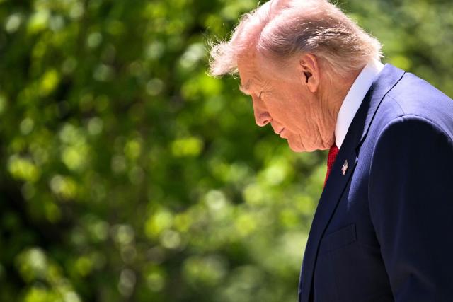 US President Donald Trump arrives during a Mother's Day luncheon in the Rose Garden of the White House in Washington, DC, on May 8, 2026. (Photo by Jim WATSON / AFP) / ALTERNATE CROP