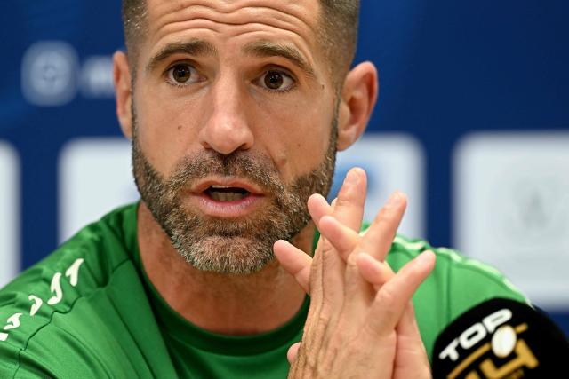 Montauban's French head coach Sébastien Tillous-Borde holds a press conference after the French Top 14 rugby union match between Montpellier Herault Rugby and US Montauban at the Septeo Stadium in Montpellier, southern France on May 9, 2026. (Photo by Gabriel BOUYS / AFP)
