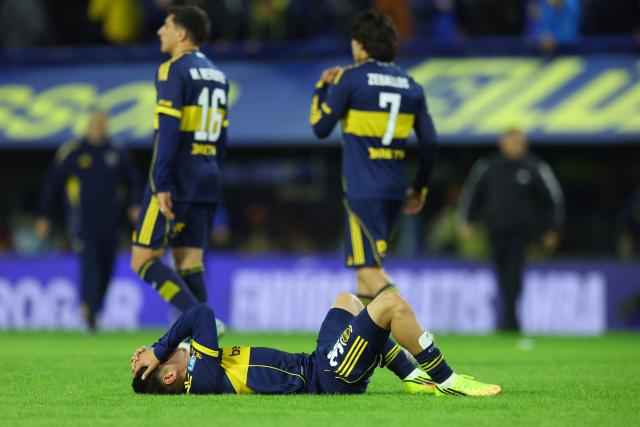Boca Juniors' midfielder #36 Tomas Aranda reacts after losing the Argentine Professional Football League 2026 Apertura Tournament round of 16 match between Boca Juniors and Huracan at La Bombonera Stadium in Buenos Aires on May 9, 2026. (Photo by Alejandro PAGNI / AFP)