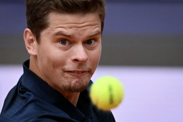 Belgium's Alexander Blockx hits a return to Germany's Alexander Zverev during their men's singles match at the WTA Rome Open tennis tournament at Foro Italico in Rome on May 10, 2026. (Photo by Alberto PIZZOLI / AFP)