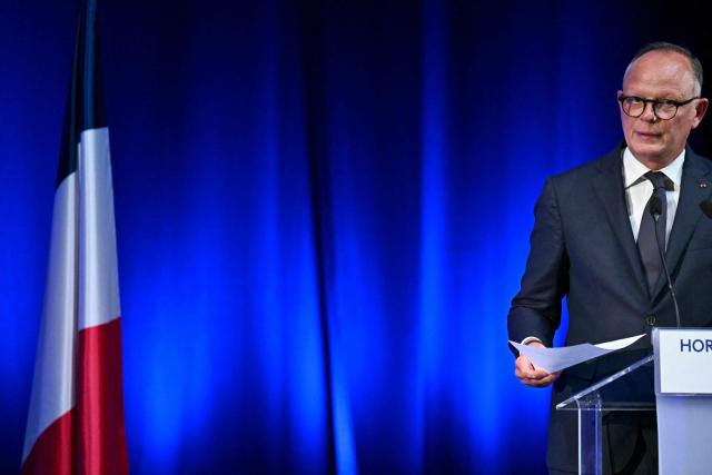 French right-wing party Horizons founder and president, mayor of Le Havre and candidate for the 2027 French presidential election Edouard Philippe addresses a party’s senior officials rally in Reims on May 10, 2026. (Photo by Martin BUREAU / AFP)