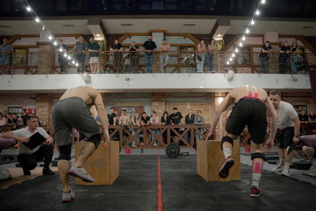 Veterans and servicemen participate in the finals of the Aventador Battle Crossfit competition in the Military category in Kharkiv on May 10, 2026, amid the Russian invasion of Ukraine. (Photo by Ivan SAMOILOV / AFP)