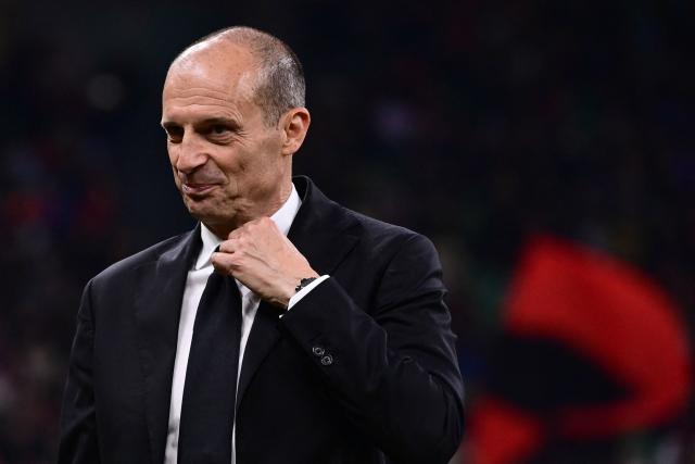 AC Milan's Italian coach Massimiliano Allegri looks on ahead of the Italian Serie A football match between AC Milan and Atalanta Bergamo at San Siro Stadium in Milan on May 10, 2026. (Photo by Piero CRUCIATTI / AFP)