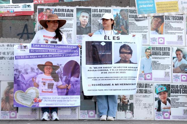 A woman searching for her missing son takes part in a protest on Mother's Day, in Guadalajara, Jalisco state, Mexico, on May 10, 2026. (Photo by ULISES RUIZ / AFP)
