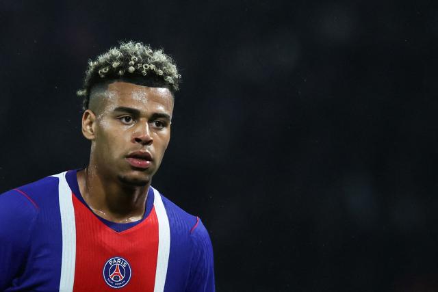 Paris Saint-Germain's French midfielder #14 Desire Doue looks on during the French L1 football match between Paris Saint-Germain (PSG) and Stade Brestois 29 (Brest) at the Parc des Princes stadium in Paris on May 10, 2026. (Photo by Xavier GALIANA / AFP)
