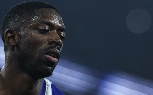 Paris Saint-Germain's French forward #10 Ousmane Dembele looks on during the French L1 football match between Paris Saint-Germain (PSG) and Stade Brestois 29 (Brest) at the Parc des Princes stadium in Paris on May 10, 2026. (Photo by Xavier GALIANA / AFP)