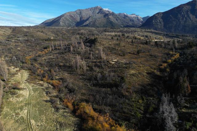 Aerial view of the La Rinconada area near the village of Epuyen, in Chubut province, Argentina, on May 9, 2026, where a hantavirus outbreak that killed 11 people took place in 2018-2019. (Photo by JUAN MABROMATA / AFP)