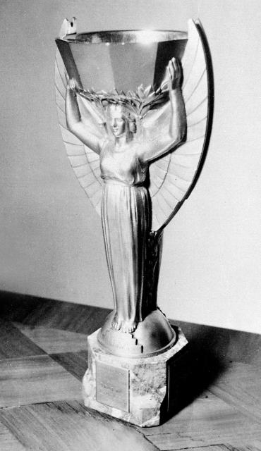 (FILES) Undated file picture of the Jules Rimet Cup, named after the French president of the Federation Internationale de Football Association (FIFA). The FIFA World Cup, the most important and influential tournament, took its first steps on 21 May 1904, when the Federation Internationale de Football Association (FIFA) was founded in Paris by seven European countries. However, it would be more than a quarter of a century before the first edition of what is now known as the World Cup became a reality. (Photo by AFP)
