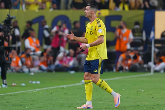 Nassr's Portuguese forward #07 Cristiano Ronaldo leaves he pitch during the Saudi Pro League football match between Al-Nassr and Al-Hilal at King Fahd Sports City Stadium in Riyadh on May 12, 2026. (Photo by Fayez NURELDINE / AFP)