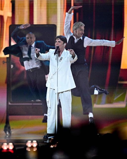 Italian singer Sal Da Vinci, representing Italy with the song 'Per Sempre Si', performs during the first semi-final of the Eurovision Song Contest 2026 (ESC) at Wiener Stadthalle in Vienna, Austria on May 12, 2026. (Photo by Tobias SCHWARZ / AFP)