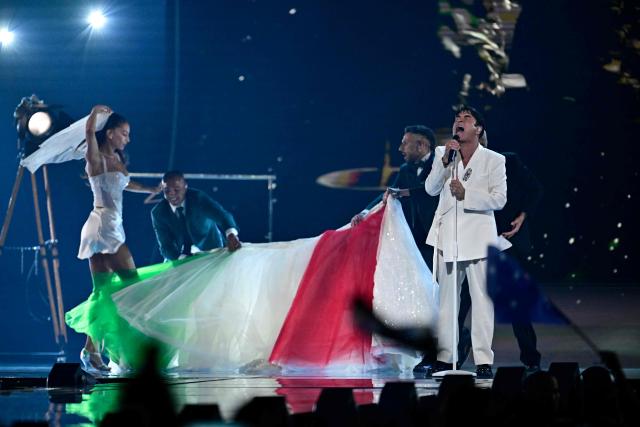 Italian singer Sal Da Vinci, representing Italy with the song 'Per Sempre Si', performs during the first semi-final of the Eurovision Song Contest 2026 (ESC) at Wiener Stadthalle in Vienna, Austria on May 12, 2026. (Photo by Tobias SCHWARZ / AFP)