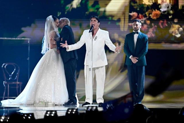 Italian singer Sal Da Vinci, representing Italy with the song 'Per Sempre Si', performs during the first semi-final of the Eurovision Song Contest 2026 (ESC) at Wiener Stadthalle in Vienna, Austria on May 12, 2026. (Photo by Tobias SCHWARZ / AFP)