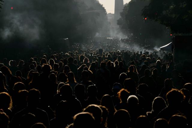 University students and workers take part in a protest against the Javier Milei government's policies at Plaza de Mayo square in Buenos Aires on May 12, 2026. (Photo by Luis ROBAYO / AFP)