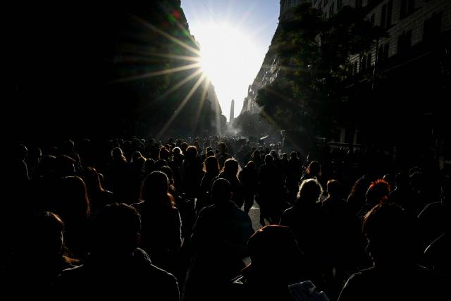University students and workers take part in a protest against the Javier Milei government's policies at Plaza de Mayo square in Buenos Aires on May 12, 2026. (Photo by Luis ROBAYO / AFP)